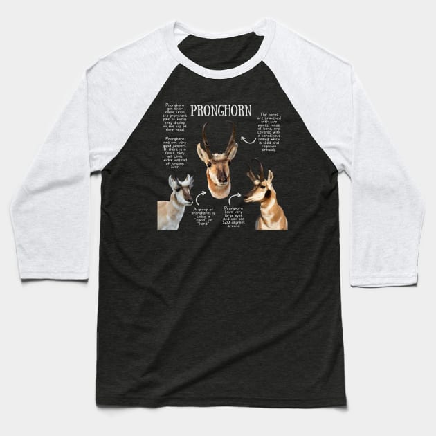 Animal Facts - Pronghorn Baseball T-Shirt by Animal Facts and Trivias